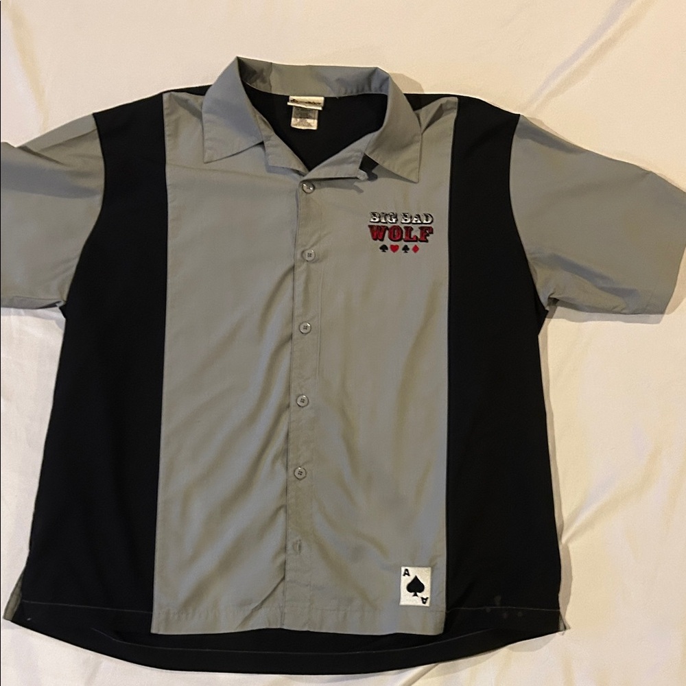 Disney Big Bad Wolf Gray and Black Button Down Shirt